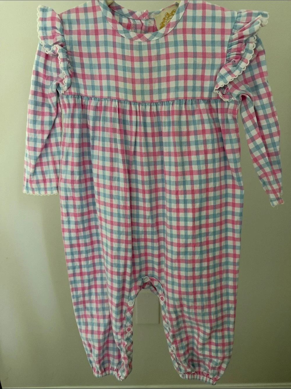 The Beaufort Bonnet Company Pink, Blue & White Plaid One-Piece Footie